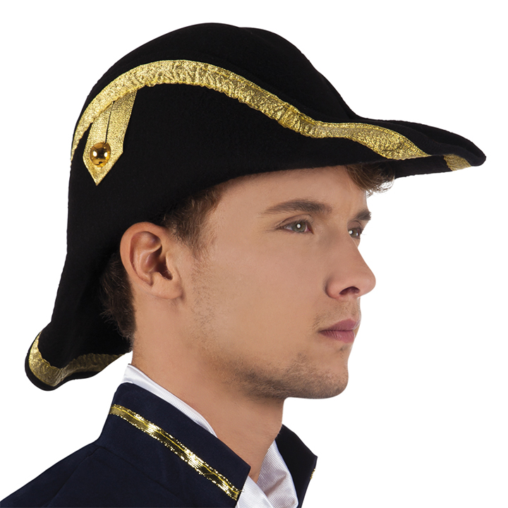 Adults Admiral Bicorne Hat Hats Head Attire Mega Fancy Dress